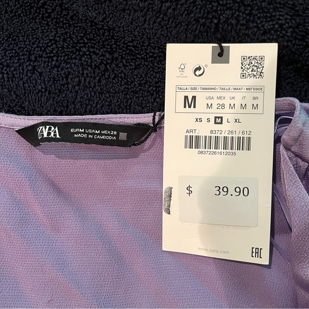 Gorgeous Zara lilac long sleeve v-neck top - Picture 3 of 4